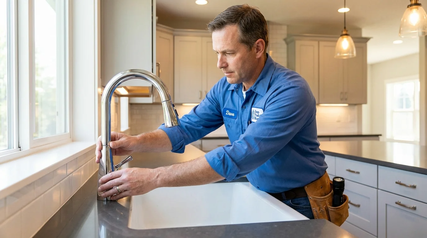 Kitchen faucet installation by Johns Plumbing LLC in Mooreland