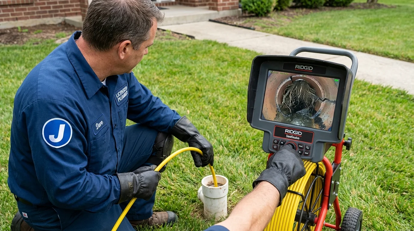 Sewer camera inspection being performed by Johns Plumbing LLC in Mooreland