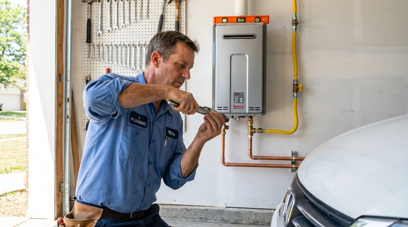Tankless water heater installation by a Johns Plumbing LLC plumber in Mooreland